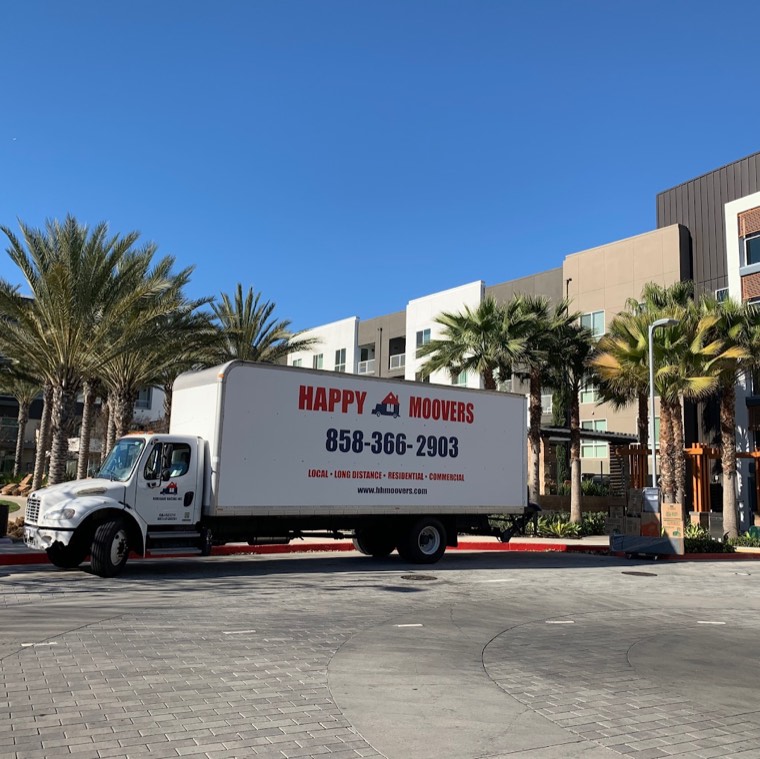 Happy Home Moovers truck ready for a residential move in Southern California